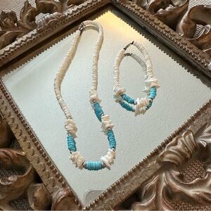 3 for $20 ✨White and Blue Shell Necklace and Bracelet Set from Hawaii